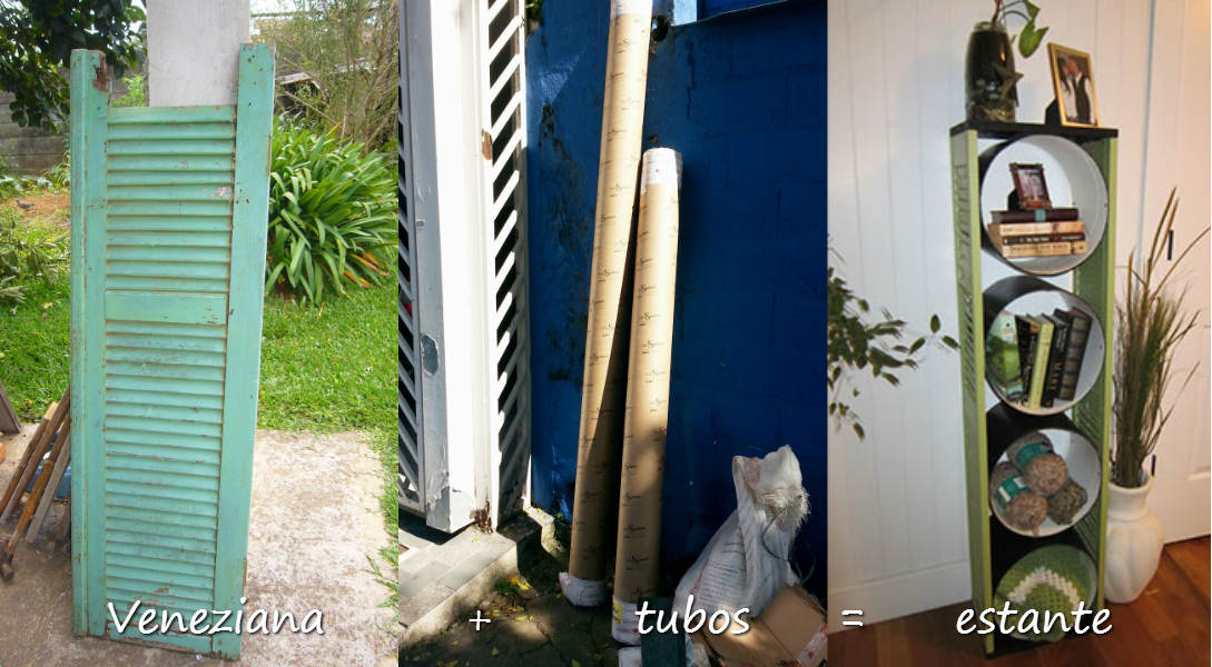 Tubo e janelas viram estante